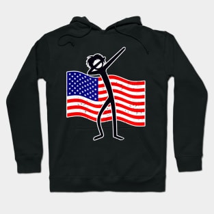 Dabbing Stick Figure - American Flag Hoodie